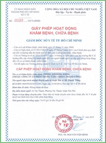 Giấy phép hoạt động khám chữa bệnh