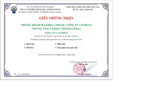 Giấy chứng nhận Kiểm chuẩn Xét nghiệm TP.HCM
